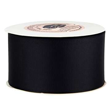 VATIN 2" Black Grosgrain Ribbon for Crafts & Gift Wrapping