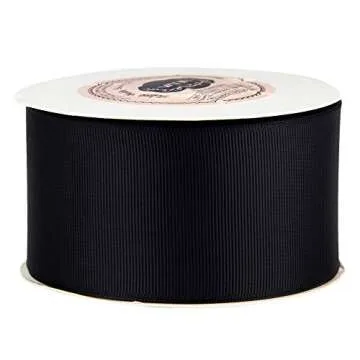 VATIN 2" Black Grosgrain Ribbon for Crafts & Gift Wrapping