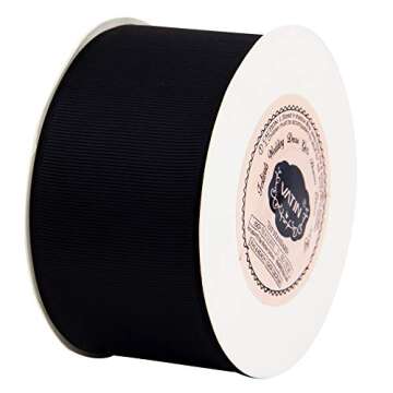 VATIN 2" Black Grosgrain Ribbon for Crafts & Gift Wrapping