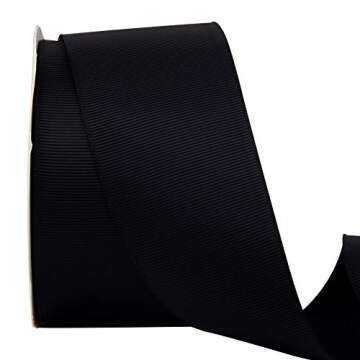 VATIN 2" Black Grosgrain Ribbon for Crafts & Gift Wrapping