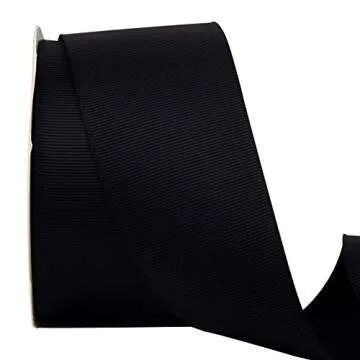 VATIN 2" Black Grosgrain Ribbon for Crafts & Gift Wrapping
