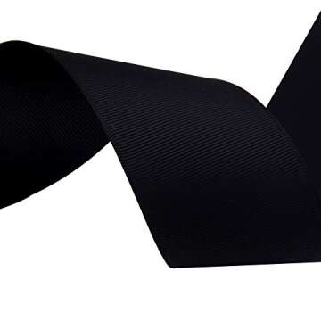 VATIN 2" Black Grosgrain Ribbon for Crafts & Gift Wrapping