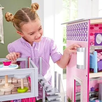 KidKraft Uptown Wooden Dollhouse with Pool & Lights