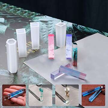 Resin Silicone Mold, Vindar 8 Pack Resin Art Molds Include Large Round, Large Square, Cylinder, Pendant, Silicone Molds for Concrete, DIY Coaster/Flower Pot/Pendant/Candle Soap Holder