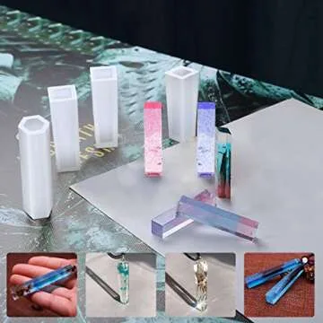 Resin Silicone Mold, Vindar 8 Pack Resin Art Molds Include Large Round, Large Square, Cylinder, Pendant, Silicone Molds for Concrete, DIY Coaster/Flower Pot/Pendant/Candle Soap Holder