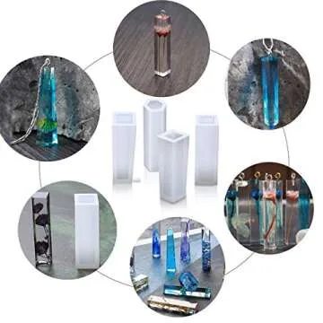 Resin Silicone Mold, Vindar 8 Pack Resin Art Molds Include Large Round, Large Square, Cylinder, Pendant, Silicone Molds for Concrete, DIY Coaster/Flower Pot/Pendant/Candle Soap Holder