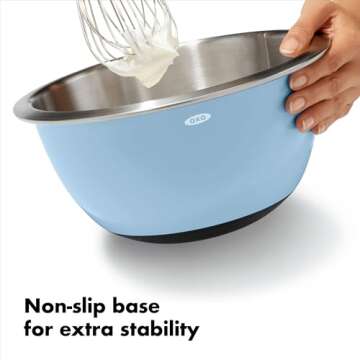 OXO Good Grips 3-Piece Stainless Steel Mixing Bowl Set - Blue/Gray, 4.7L, Multi Size