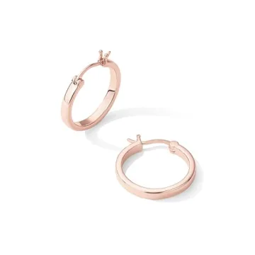PAVOI 14K Rose Gold Plated 925 Sterling Silver Post Lightweight Hoops | 20mm | 20mm | Rose Gold Hoop Earrings for Women