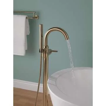 Delta Faucet Trinsic Floor-Mount Freestanding Tub Filler with Hand Held Shower, Champagne Bronze T4759-CZFL (Valve Not Included)