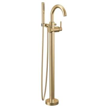 Delta Faucet Trinsic Floor-Mount Freestanding Tub Filler with Hand Held Shower, Champagne Bronze T4759-CZFL (Valve Not Included)