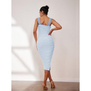 Shop the MEROKEETY Striped Midi Dress for Style and Comfort