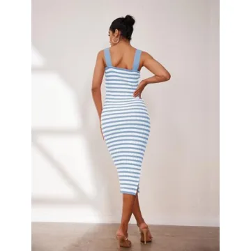Shop the MEROKEETY Striped Midi Dress for Style and Comfort