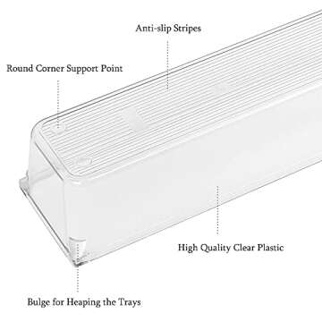 LotFancy 8 Pack Clear Plastic Drawer Organizers, Food Grade Storage Trays, Non-Slip Storage Bins for Kitchen Utensil, Silverware Cutlery, Bathroom, Office Desk, Makeup, Jewelry, 9.2''×3''×2''