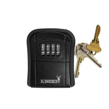 Kingsley QCH-807 Key Storage Box, Wall Mounted, Resettable Code, Water Resistant Realtor Key Lock Box for AirBnB, Spare Keys, Home, Apartment