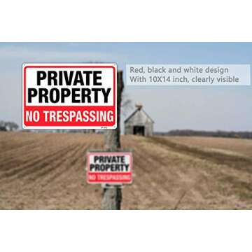 Large Private Property No Trespassing Sign - Durable Aluminum & UV Printing, 14"x10" (2-Pack)
