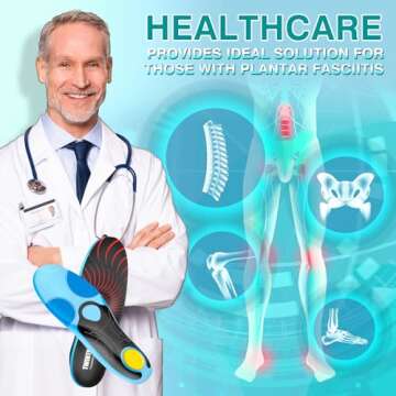 Professional Insoles for Running Shoes,Plantar Fasciitis Insoles,for Heel,Arch Support and Ball of Foot with Targeted Cushioning Distributes Pressure