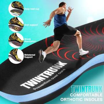 Professional Insoles for Running Shoes,Plantar Fasciitis Insoles,for Heel,Arch Support and Ball of Foot with Targeted Cushioning Distributes Pressure