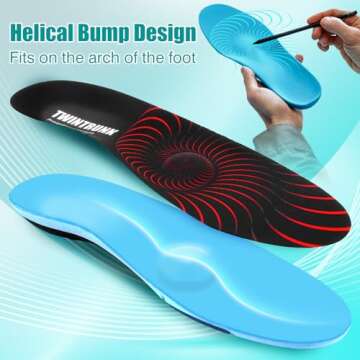 Professional Insoles for Running Shoes,Plantar Fasciitis Insoles,for Heel,Arch Support and Ball of Foot with Targeted Cushioning Distributes Pressure