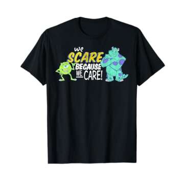 Disney Pixar Monsters, Inc We Scare Because We Care Logo T-Shirt