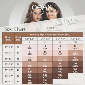 OEAK Womens Deep V Bras Comfortable Bras Support Push Up Bralettes Low Cut no Underwire Bras Plunge Seamless Tshirts Bras Black M