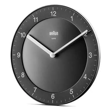 Braun Classic Wall Clock with Quiet Movement, 20cm Black