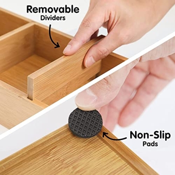 RISU Bamboo Junk Drawer Organizer for Home and Office Space