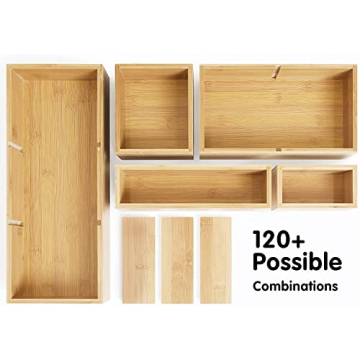 RISU Bamboo Junk Drawer Organizer for Home and Office Space