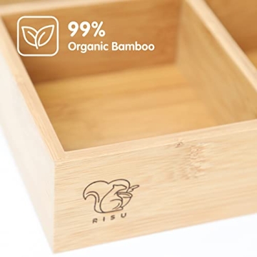 RISU Bamboo Junk Drawer Organizer for Home and Office Space