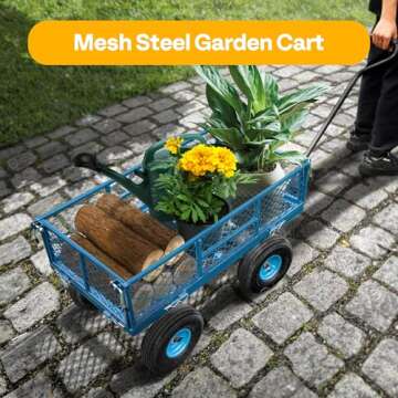 VIVOHOME Heavy Duty 880 Lbs Capacity Mesh Steel Garden Cart Folding Utility Wagon with Removable Sid...