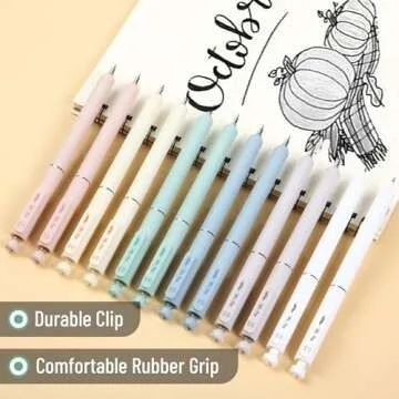 Mr. Pen- Retractable Gel Pens, 12 Pack, Black Ink, Soft Pastel Barrel Gel Pens Fine Point 0.5mm, Retractable Pen, Cute Pen