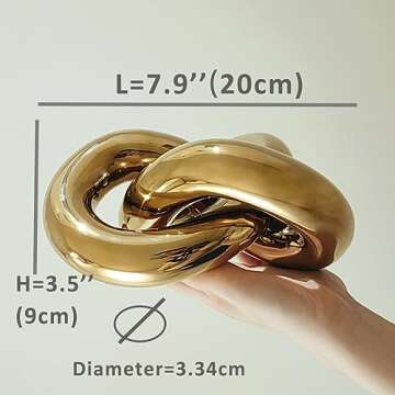 VirgoLeo Ceramic Gold Knot Décor, Gold Accent Decor, Gold Coffee Table Decor, Modern Abstract Geometric Statue Centerpiece for Living Room, Bedroom, Office(Gold)