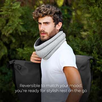 Ostrichpillow Light Commuting, Travel Pillow & Power Nap Pillow - Premium Comfort & Lightweight, Adjustable to Your Head, Small & Versatile (Deep Blue)