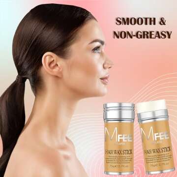 MULAFEE 2 Pack Hair Wax Sticks with Combs Kit - Smooth Styling for Wigs, Fly-Away & Edge Frizz Control, Non-Greasy Formula