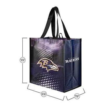 FOCO Baltimore Ravens NFL Reusable Shopping Bags 4 Pack