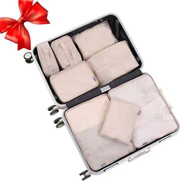 Travel Packing Cubes Set Toiletry Kits Shoe Bag JJ POWER Luggage Organizers (Beige)