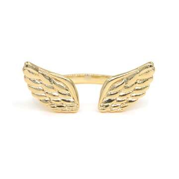 LEMON GRASS Angel Wing Ring - Open Adjustable 14K Gold Plated