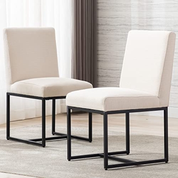 VESCASA Stylish Linen Upholstered Dining Chairs Set of 2
