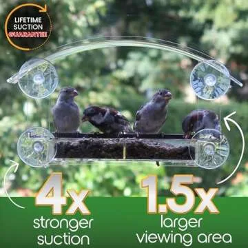 Window Bird Feeder with Strong Suction Cups - (Upgraded 2024 Model) Bird Feeder Window for Cats, Clear Acrylic Bird Feeder for Viewing Bird House Gift
