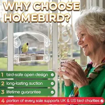 Window Bird Feeder with Strong Suction Cups - (Upgraded 2024 Model) Bird Feeder Window for Cats, Clear Acrylic Bird Feeder for Viewing Bird House Gift