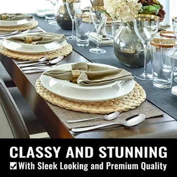 HIWARE 48-Piece Silverware Set with Steak Knives Mirror Polished