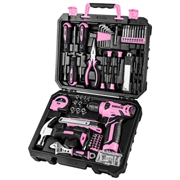 Chic Pink Cordless Drill Set for Women DIYers - 126 Pieces