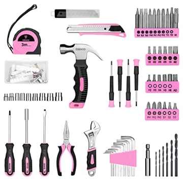 Chic Pink Cordless Drill Set for Women DIYers - 126 Pieces