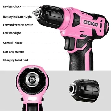 Chic Pink Cordless Drill Set for Women DIYers - 126 Pieces