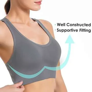 Evercute Sports Bra for Women Padded Medium Support Criss Cross Strappy Bras Seamless High Impact Yoga Exercise Athletic Bras