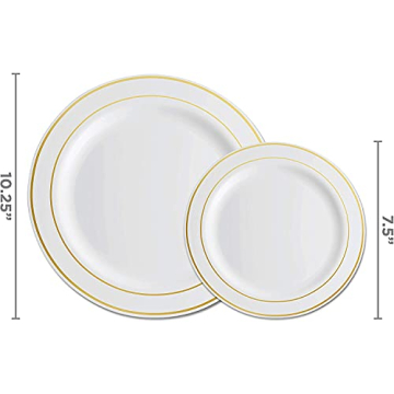 Elegant 60 Gold Plastic Plates Set for Parties and Weddings
