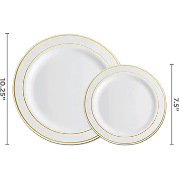 Elegant 60 Gold Plastic Plates Set for Parties and Weddings