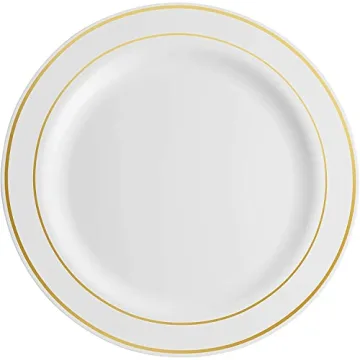 Elegant 60 Gold Plastic Plates Set for Parties and Weddings