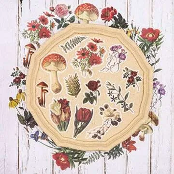 Knaid Vintage Flower Large Sticker Set (60 Pieces) Decorative Botanical Washi Stickers for Scrapbooking DIY Art Crafts Album Bullet Journaling Junk Journal Ephemera Planners Laptop Calendars
