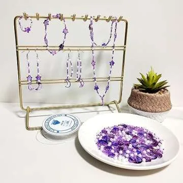HEOCAKR Beads for Jewelry Making, 1200pcs Purple Series Acrylic Craft Beads for Necklace Earrings Bracelet Making Kit, Including Star, Moon, Pearl Beads, Seed Beads, Loose Spacer Beads for DIY Crafts