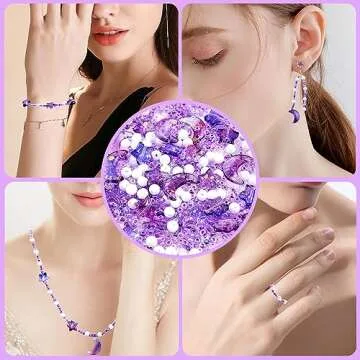 HEOCAKR Beads for Jewelry Making, 1200pcs Purple Series Acrylic Craft Beads for Necklace Earrings Bracelet Making Kit, Including Star, Moon, Pearl Beads, Seed Beads, Loose Spacer Beads for DIY Crafts